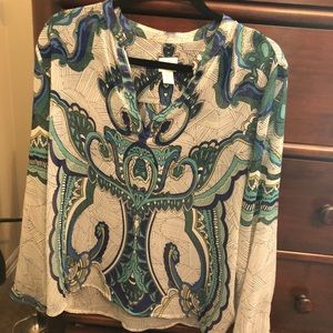 multicolored chico’s swim coverup/ blouse